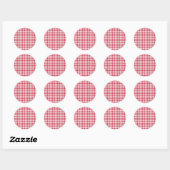 Classic Gingham Cherry Red Ronde Sticker (Vel)