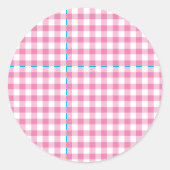 Classic Gingham Fuchsia Ronde Sticker (Voorkant)