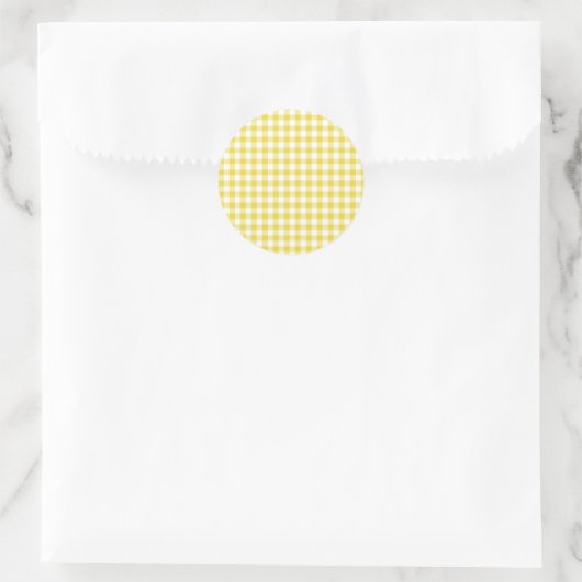 Classic Gingham Golden Yellow Ronde Sticker (Tas)