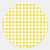 Classic Gingham Golden Yellow Ronde Sticker (Voorkant)