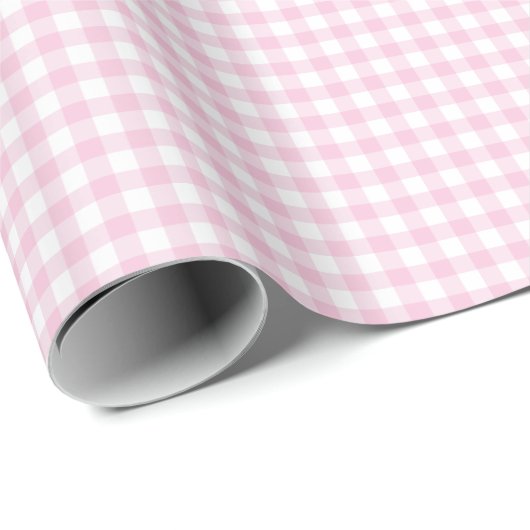 Classic Gingham Light Pink Cadeaupapier (Rol Hoek)