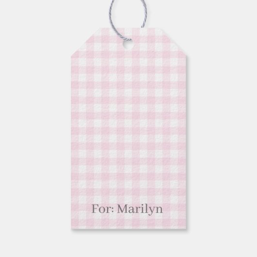Classic Gingham Light Pink Gift Label Cadeaulabel (Achterkant)