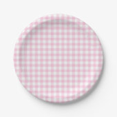 Classic Gingham Light Pink Papieren Bordje (Voorkant)