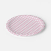 Classic Gingham Light Pink Papieren Bordje (Gekanteld)