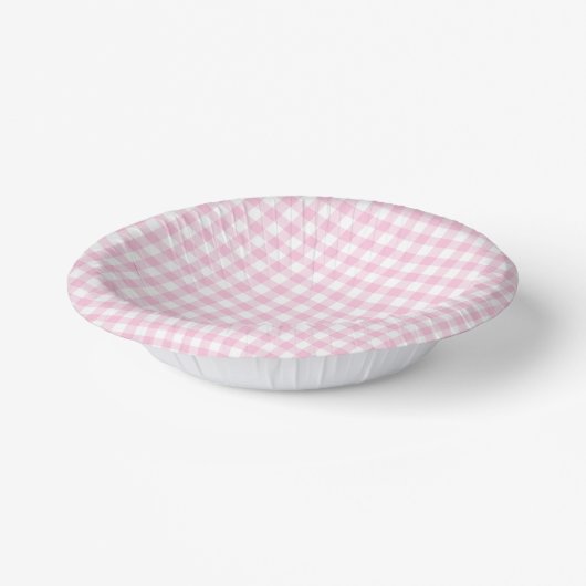 Classic Gingham Light Pink Papieren Kommen (Gebogen)