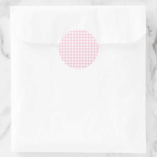 Classic Gingham Light Pink Ronde Sticker (Tas)
