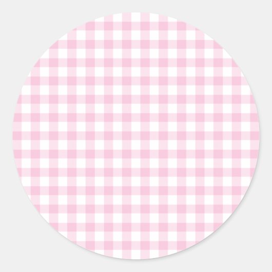 Classic Gingham Light Pink Ronde Sticker (Voorkant)