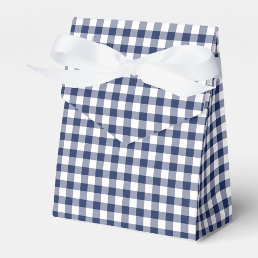 Classic Gingham Navy blauw Bedankdoosjes (Voorkant Zijde)