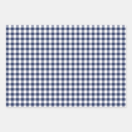 Classic Gingham Navy blauw Inpakpapier Vel (Voorkant 2)