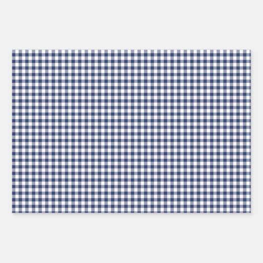 Classic Gingham Navy blauw Inpakpapier Vel (Voorkant)