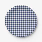 Classic Gingham Navy blauw Papieren Bordje (Voorkant)
