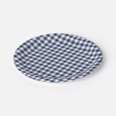 Classic Gingham Navy blauw Papieren Bordje (Gekanteld)