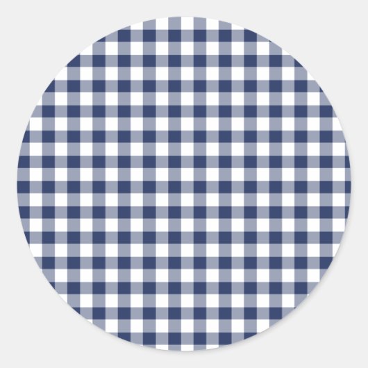 Classic Gingham Navy blauw Ronde Sticker (Voorkant)