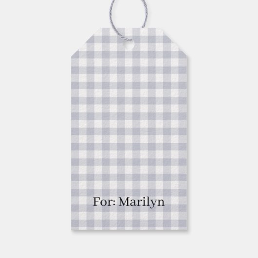 Classic Gingham Navy Blue Cadeaulabel (Achterkant)