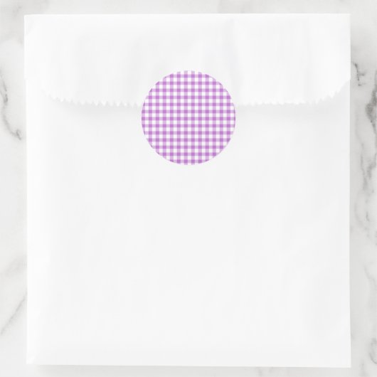 Classic Gingham Orchid Purple Ronde Sticker (Tas)
