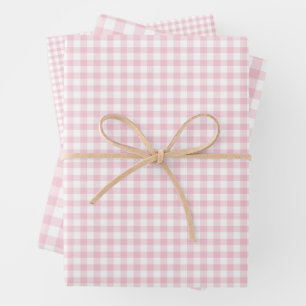 Classic Gingham Pink Inpakpapier Vel