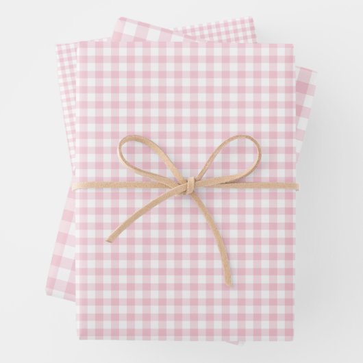 Classic Gingham Pink Inpakpapier Vel (In situ)