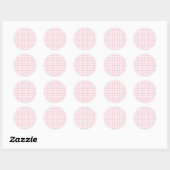 Classic Gingham Pink Ronde Sticker (Vel)