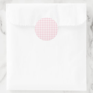 Classic Gingham Pink Ronde Sticker