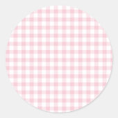 Classic Gingham Pink Ronde Sticker (Voorkant)
