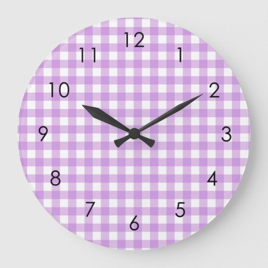 Classic Gingham Pset Lila pastel esthetisch Grote Klok (Voorkant)