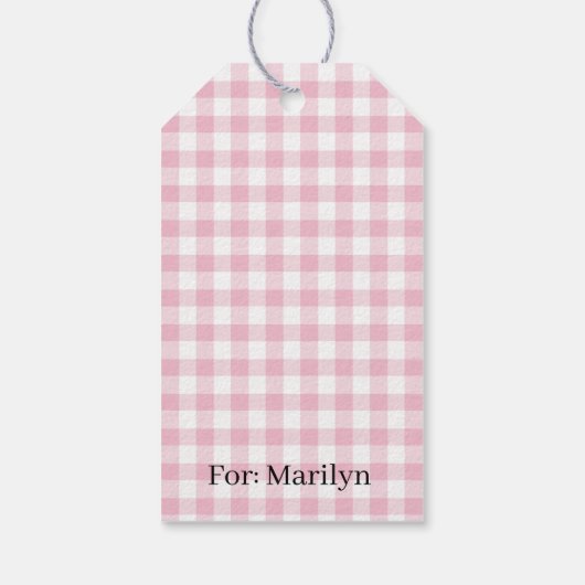 Classic Gingham Raspberry Cadeaulabel (Achterkant)