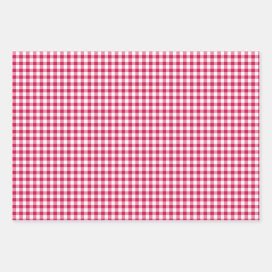 Classic Gingham Raspberry Inpakpapier Vel (Voorkant)