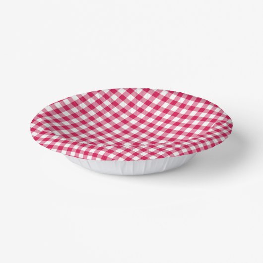 Classic Gingham Raspberry Papieren Kommen (Gebogen)