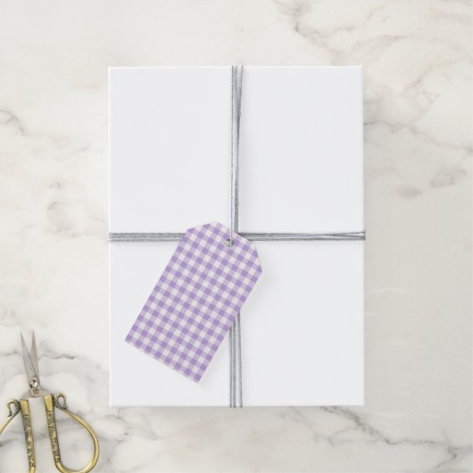Classic Gingham Soft Lavender Cadeaulabel (Met Touw)