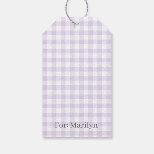 Classic Gingham Soft Lavender Cadeaulabel (Achterkant)