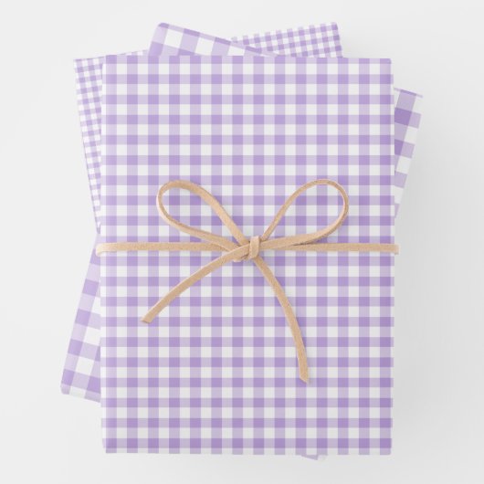 Classic Gingham Soft Lavender Inpakpapier Vel (In situ)