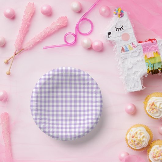 Classic Gingham Soft Lavender Papieren Kommen (Feest)