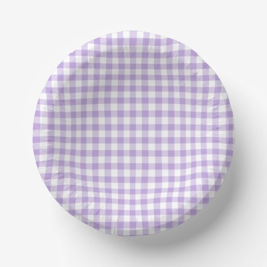 Classic Gingham Soft Lavender Papieren Kommen (Voorkant)