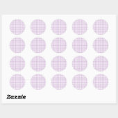 Classic Gingham Soft Lilac Ronde Sticker (Vel)
