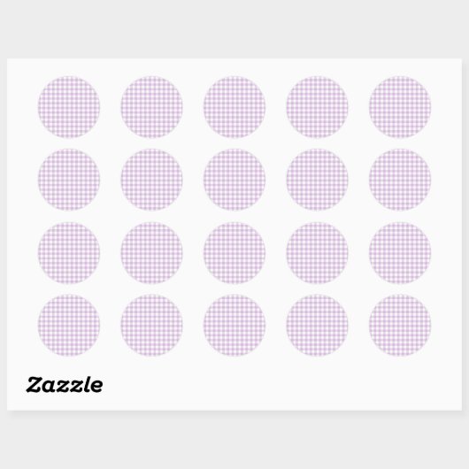 Classic Gingham Soft Lilac Ronde Sticker (Vel)
