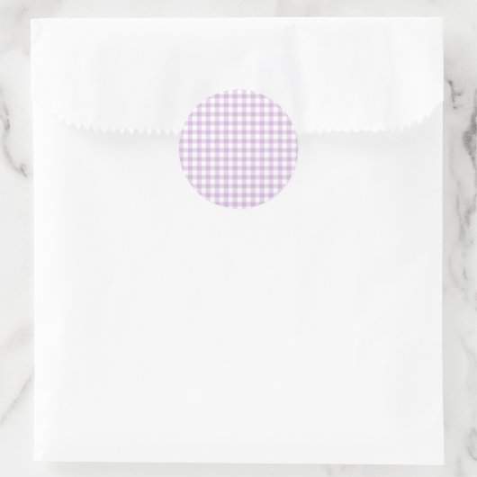 Classic Gingham Soft Lilac Ronde Sticker (Tas)