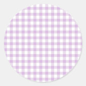 Classic Gingham Soft Lilac Ronde Sticker (Voorkant)