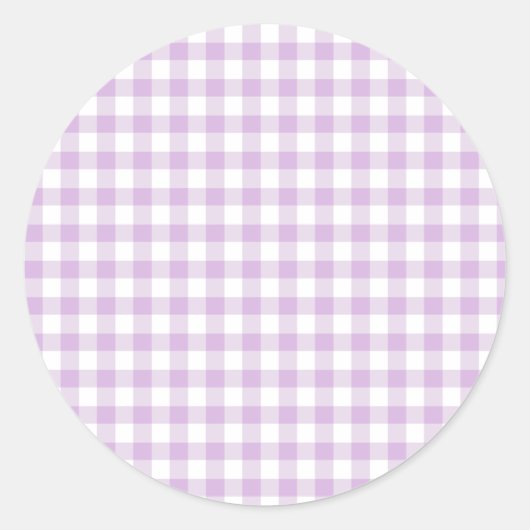 Classic Gingham Soft Lilac Ronde Sticker (Voorkant)