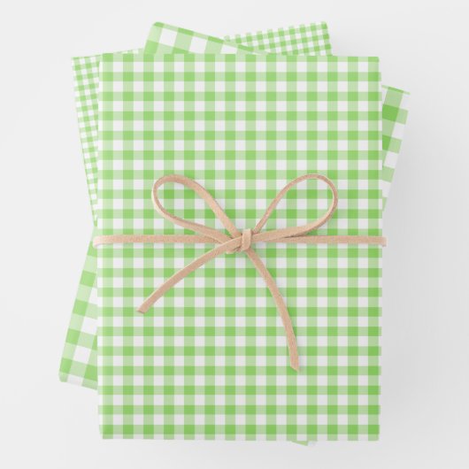 Classic Gingham Spring Green Inpakpapier Vel (In situ)