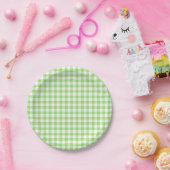 Classic Gingham Spring Green Papieren Bordje (Feest)