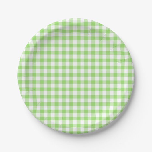 Classic Gingham Spring Green Papieren Bordje (Voorkant)