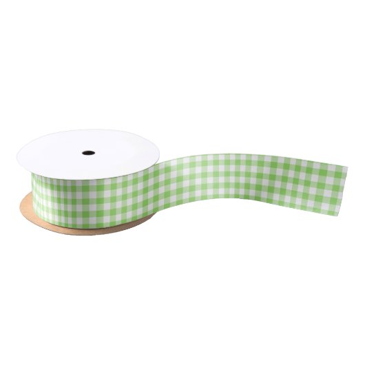 Classic Gingham Spring Green Satijnen Lint (Spoel)