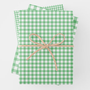 Classic Gingham Summer Green Inpakpapier Vel