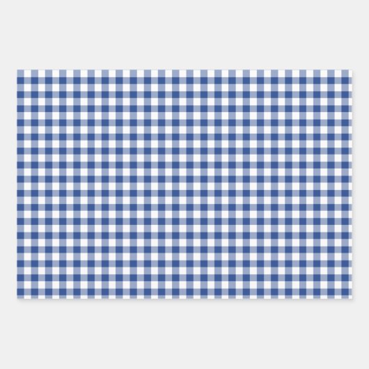 Classic Gingham True Blue Inpakpapier Vel (Voorkant 2)