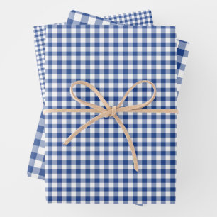 Classic Gingham True Blue Inpakpapier Vel