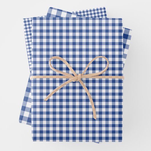 Classic Gingham True Blue Inpakpapier Vel (In situ)
