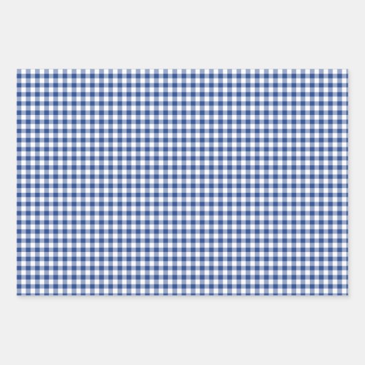 Classic Gingham True Blue Inpakpapier Vel (Voorkant)