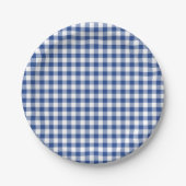 Classic Gingham True Blue Papieren Bordje (Voorkant)