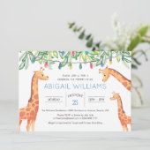 Classic Giraffe Safari Baby shower Kaart (Staand voorkant)