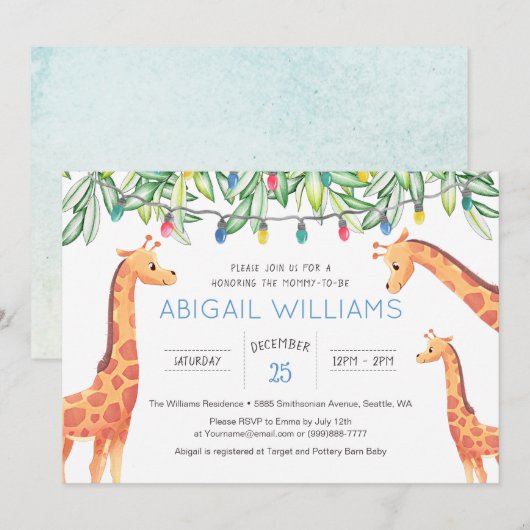 Classic Giraffe Safari Baby shower Kaart (Voorkant / Achterkant)